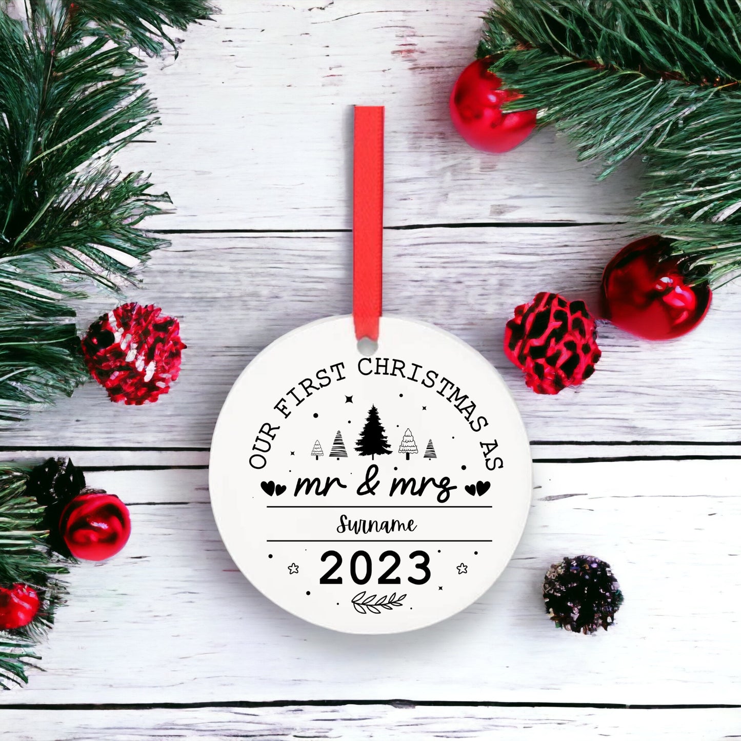 Personalised First Christmas as ‘Mr & Mrs’ Tree Decoration