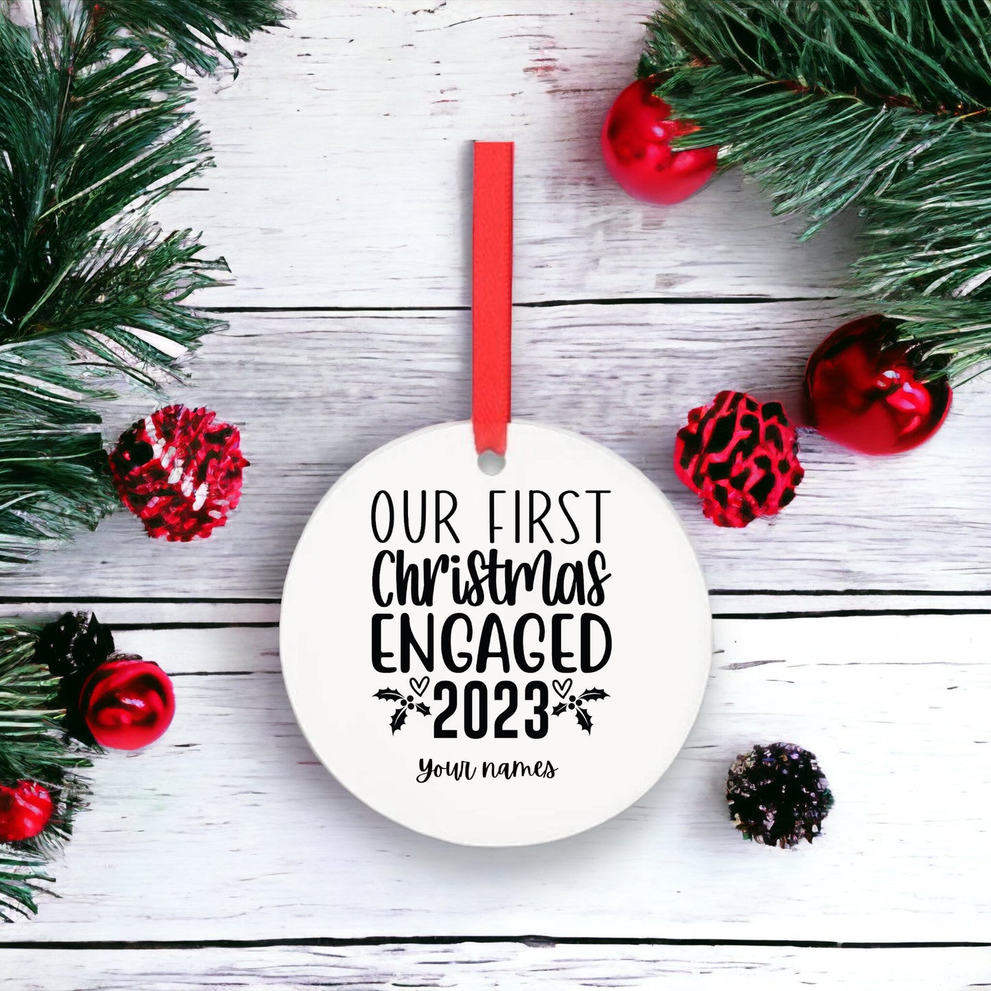 Personalised First Christmas Engaged Tree Decoration