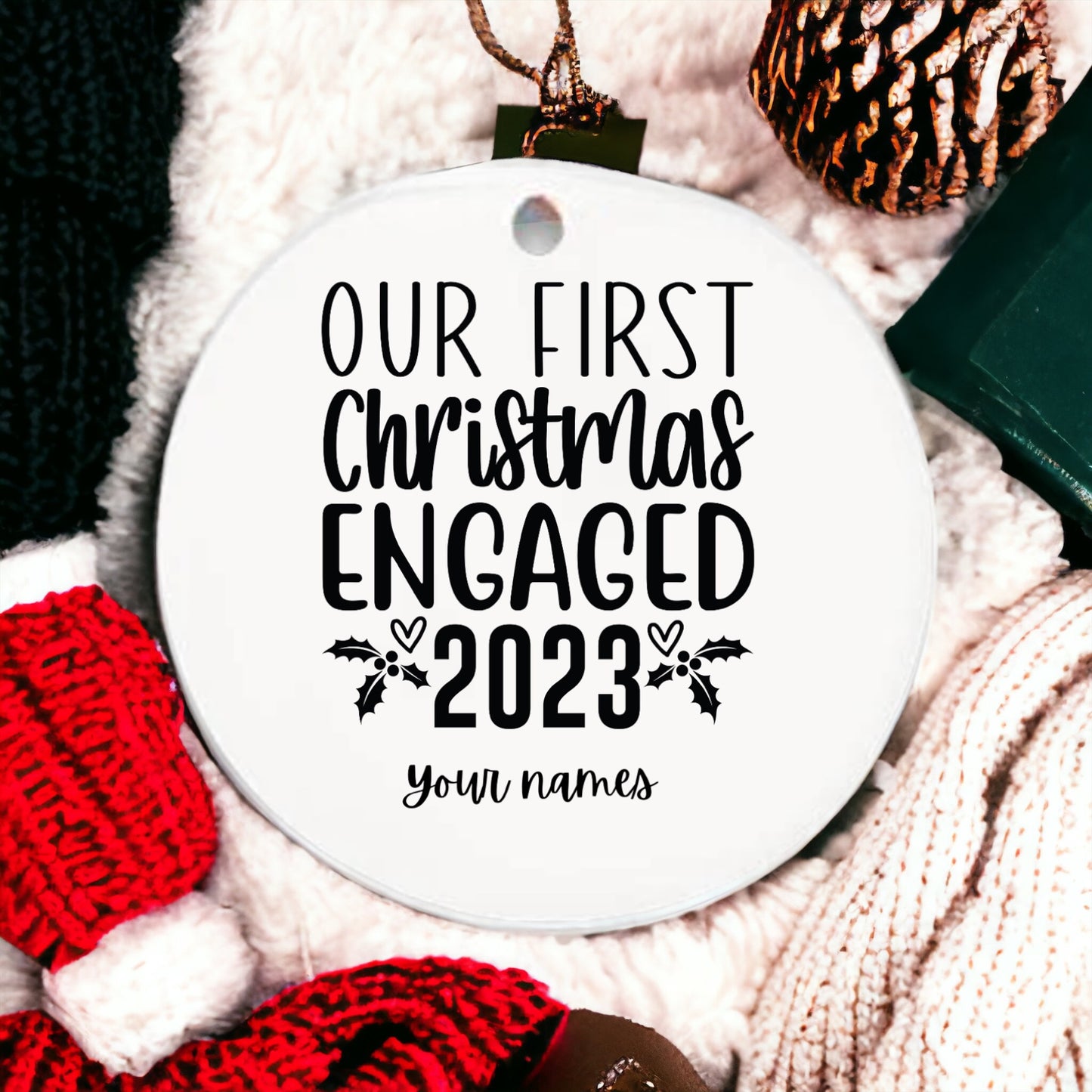 Personalised First Christmas Engaged Tree Decoration